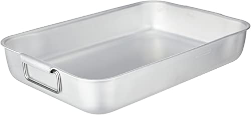 Pentole Agnelli Röstpfanne, rechteckig, hoch, schwer, abgerundete Ecken, 2 Henkel ohne Nieten, Aluminium, Silberfarben 45x30x8.5 cm Silber/schwarz von Baldassare Agnelli