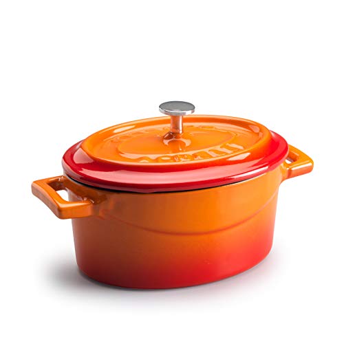 Pentole Agnelli Slowcook Ovaler Schmortopf aus Gusseisen mit 2 Griffen, Orange, 12 cm von Pentole Agnelli