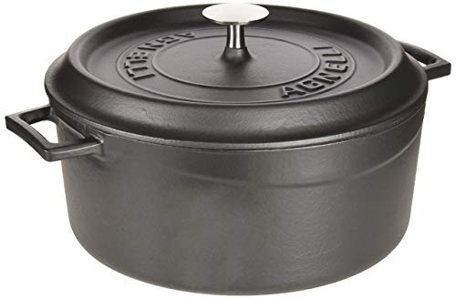 Pentole Agnelli COGHSRP10432M Slowcook-Auflauf mit 2 Griffen und Deckel, Gusseisen, Mattschwarz, 10 Liter von Pentole Agnelli