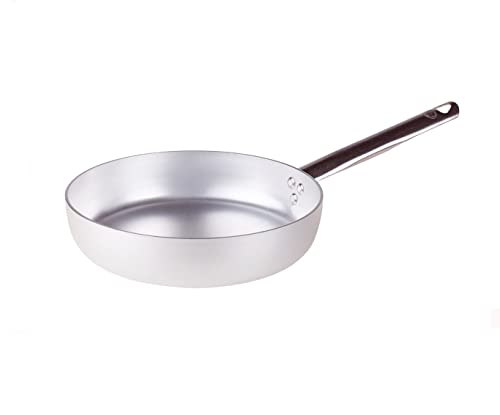 Baldassare Agnelli Töpfe Lämmer Bratpfanne aus Aluminium glatt, Tubular Griff aus Edelstahl, Silber, 32 cm von Baldassare Agnelli