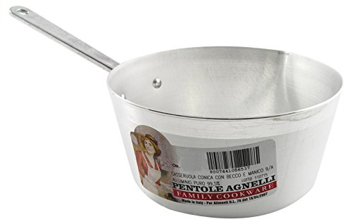 Pentole Agnelli Linie Family Cooking Aluminium Konischer Kasserolle mit einem Griff und Auslauf, Metall, Silber/schwarz, 22 cm von Pentole Agnelli