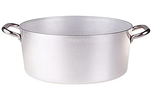 Pentole Agnelli Linie Aluminium 3 mm hohe Kasserolle mit 2 Griffen 38 cm Silber/schwarz von Baldassare Agnelli