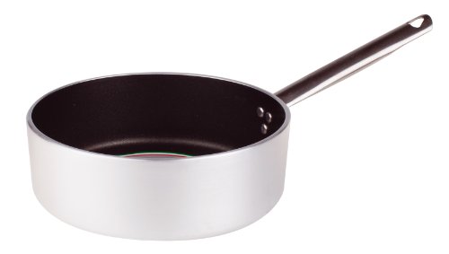 Pentole Agnelli Aluminium Antihaft-Profi Platin Kasserolle 5 mm dick mit einem Griff Ø 20 cm Stahl Silber/schwarz von Baldassare Agnelli