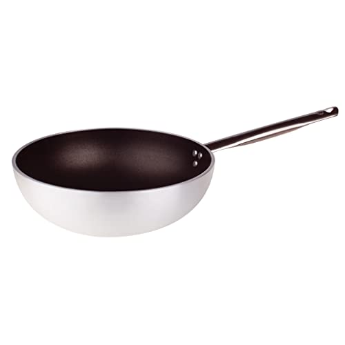 Pentole Agnelli Linie Aluminium 5 mm Platinum Wok mit Boden 32 cm Silber/schwarz von Pentole Agnelli