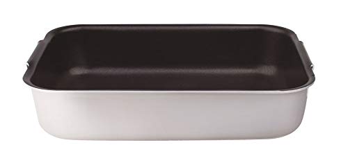 Töpfe Agnelli Platinum rechteckig, Toaster mit 2 Griffen Link lose, Aluminium, Silber, 30 cm von Baldassare Agnelli
