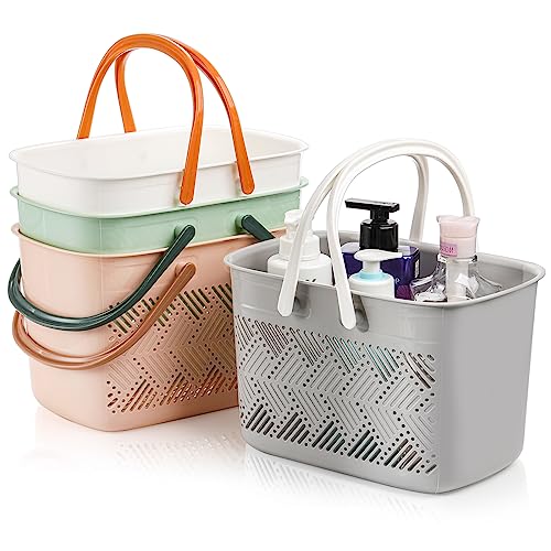 Peohud 4 Stück Tragbare Dusche Caddy Tote,Kunststoff Tote Storage Basket mit Griffen,Drainage Toilettenartikel Organizer Bin für Bad, College Dorm, Pantry, Küche von Peohud