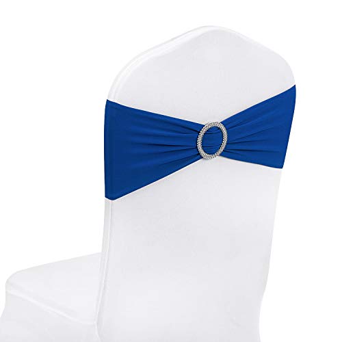 Peomeise Stuhlschärpen aus Elastan, klassisch, Blau, mit Schnallenschieber für Hochzeit, Party-Dekoration, 25 Stück von Peomeise