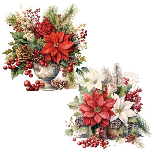 Blumenwandaufkleber, 2pcs Toilettenaufkleber Badezimmer Dekoration Weihnachten Blumentoilette, Deckelabkundungen für Zistern Badezimmer WC Toilette Wohnkultur, für Wand von Peosaard