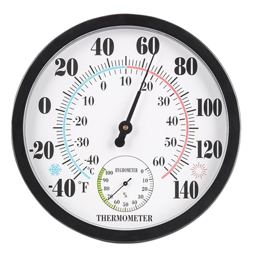Hygrometer, Thermometer im Innenraum im Freien rund 10 Zoll Hygrometer mechanische Wetterstation Wasserdicht genaues minimalistisches Temperaturmesser für die Heimatfabrik, Innen -Außenthermometer Hygrometer, Thermometer im Innenraum im Freien rund 10 Zoll Hygrometer mechanische Wetterstation Wasserdicht genaues minimalistisches Temperaturmesser für die Heimatfabrik, Innen -Außenthermometer von Peosaard