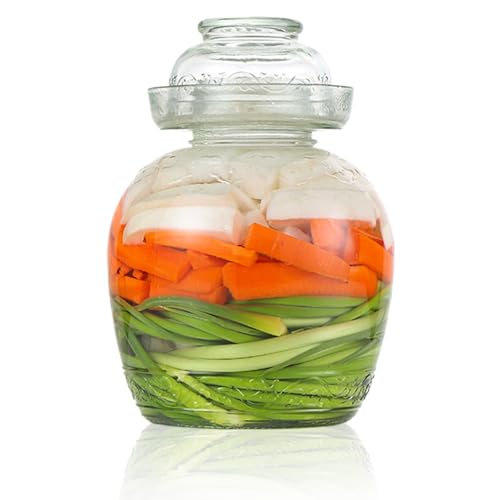 Kimchi -Behälter, Gurkenbehälter 2,5 l Fermentation Fermentation Jar Traditionelle Kimchi -Behälter mit Schüsselkappe transparentes Glas mit Deckel Fermentation Kit zum Einweichen Kimchi Sauerkraut Kimchi -Behälter, Gurkenbehälter 2,5 l Fermentation Fermentation Jar Traditionelle Kimchi -Behälter mit Schüsselkappe transparentes Glas mit Deckel Fermentation Kit zum Einweichen Kimchi Sauerkraut von Peosaard