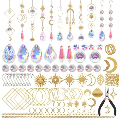 Kristall, Kit 200pcs/Set Messing Kristall Exquisit DIY Kit mit Aufbewahrungsbox Gold Erwachsener Sonnenfänger für Fenstergarten -Autoanhänger, Buntglas Kristall, Kit 200pcs/Set Messing Kristall Exquisit DIY Kit mit Aufbewahrungsbox Gold Erwachsener Sonnenfänger für Fenstergarten -Autoanhänger, Buntglas von Peosaard