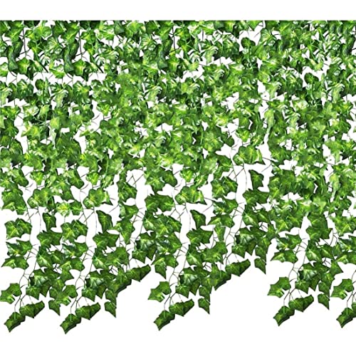Künstliche Ivy Garland Grüne Blätter Gefälschte Hängeanlage für Hochzeitsfeier Garten Wanddekoration Pack von 6, von Peosaard