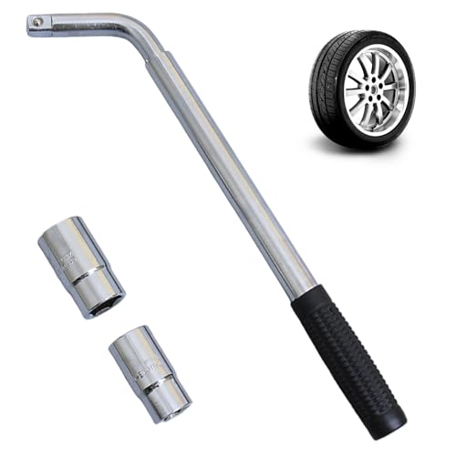 Lug -Schraubenschlüssel, Werkzeug zur Entfernung von Nuss, Teleskopmutter -Entfernerschlüssel mit 17/19 mm und 21/23 mm Buchse für Automobilräder, Reifen, Reifen von Peosaard