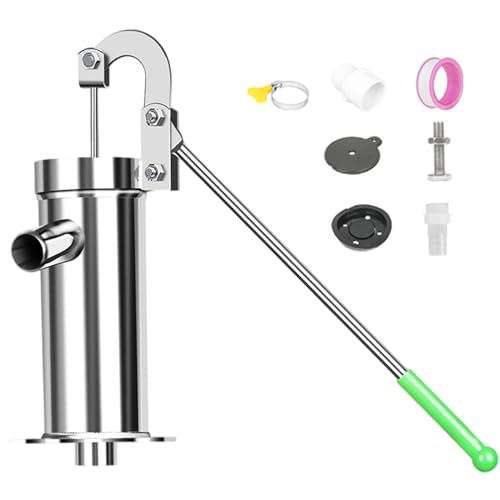 Manuelles Brunnenpumpe, Handwellpumpe Leckdicht großer Wasserströme Edelstahl -Handbuch mit langem rotbarem Griff und Zubehör für Wasser bis zu 8 m Tiefe 360 ​​° von Peosaard