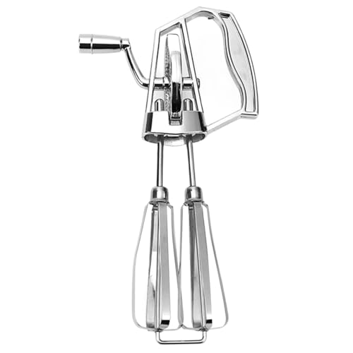 Manuelles Handmischer, Eierschläger Handkurbel 5.5x10in Edelstahl Schaltem Handmischmischer mit 2 Mixerkopf Schnell rührende Eiermischer Küchenwerkzeuge zum Kochen des Backens, Eierschläger von Peosaard