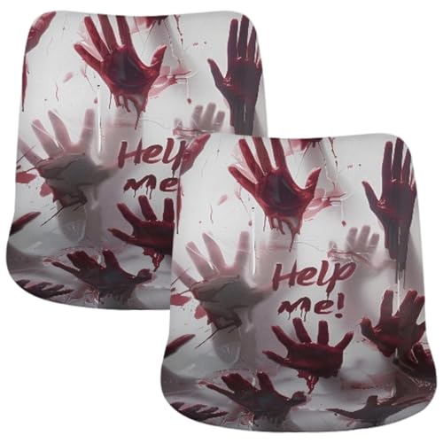 Peosaard Barstool Covers Slippcovers, Barhockerabdeckungen mit Rücken 2 PCS Bloody Handabdrücke Halloween Stuhl Abnehmbarer Fleckenresistant Stretch Bar Stuhl Slipcover für Restaurant von Peosaard
