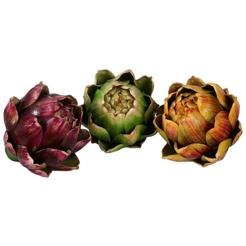 Peosaard Faux -Artischocken, 3pcs realistisches künstliches Gemüse für die Küche Hochzeitsschüssel Vase Decor/4.3x3.9 von Peosaard