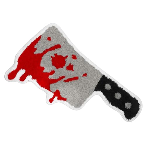 Peosaard Flauschige Badezimmerteppiche, Badematte, blutiges Messer Tufted Nicht rutschfluffy Badezimmer Teppiche Wasser saugfähig Teppich für Duschwanne Küchen Urlaub Dekoration, Matte von Peosaard