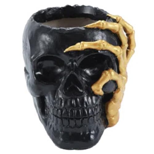 Peosaard Ghost Vase, Schädel Pflanzer Pot Realistic Harzschädel Dekor mit Skeletthand, gruselige Vase einzigartig von Peosaard