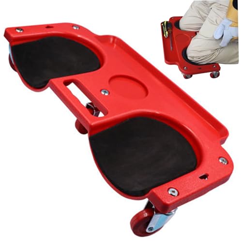 Peosaard Kniewalze, Rollkniegelads mit Rädern 20x10 bequeme verdickte Rollkissen für Fußböden tragbares multifunktionales Knienpolster für Garage Workshop Garten, rot von Peosaard