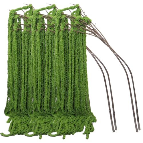 Peosaard Künstliche Amaranthus Blume, 5pcs lebensechter grün getrocknetes Amaranthus mit Zweig, 51 Zoll gefälschte Hängeblumen für die Dekoration Hochzeit Bouque Home Gartenzubehör von Peosaard
