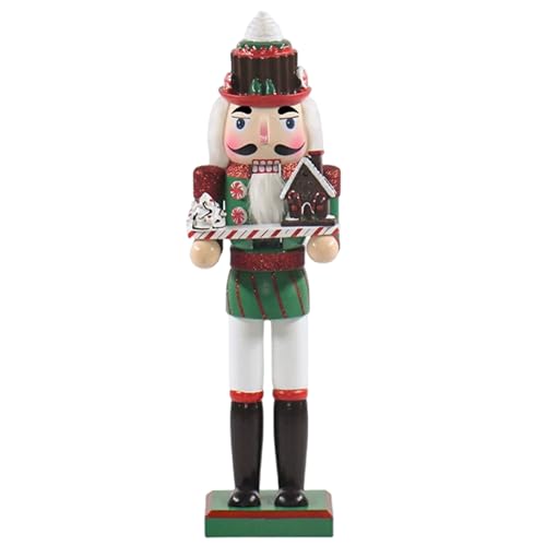 Peosaard Nussknacker Weihnachtsdekor, 14 Zoll Holzkellner mit Dessertschild für Regale Tische (Style2) von Peosaard