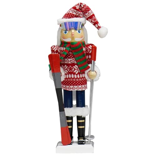 Peosaard Nussknacker -Weihnachtsdekor, 15 Zoll Holz Weihnachtsmann mit goldenem Weihnachtsbaum für Tischregale (Stil 2) von Peosaard