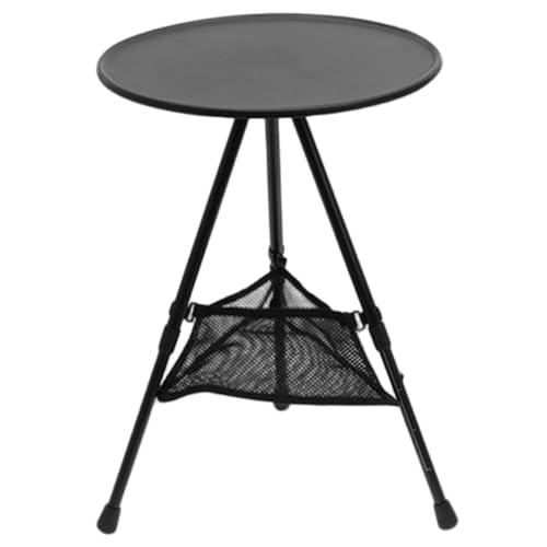 Peosaard Runder Gartentisch, Klappgartentisch 15 '' rund mit Maschenaufbewahrung 13, 8-22 Zoll Höhe für Außenbalkon im Terrassenhof Camping, Balkon, Balkon von Peosaard
