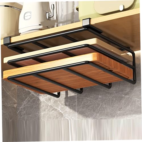 Peosaard Schneidebretthalter, unter Kabinett Schneidebretthalter Metall Schneidebrett Organisator unter Regal Choping Board Halter Schneidebrett Rack 10.4x11.8x2.4 '', Schneidebrettspeicher, Schwarz von Peosaard