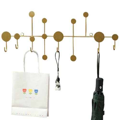Peosaard Wandtellack, goldene Kleiderregal -Wandhalterung, 22, 6 Zoll lang mit 6 Haken, schwerer goldener Schlüsselhalter, dekorativer Eingangshaken für Kleidung Huthandtuch und Tasche, Cowboyhut von Peosaard