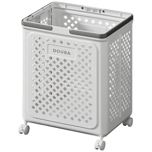Plastikwäschereikorb, rollende Wäschekörbe mit Rädern und Griff, 19 x 14 x 19 Large Kapazität Badezimmerlager Organisator von Peosaard