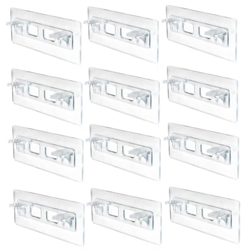 Regalstützclips, 12-pcs-Regalstützenstifte, selbstklebende Acrylschrankclips mit stark tragendem Buchhandelschrankschrank, 5, 9 x 2, 8 Zoll, Klammern Regalstützclips, 12-pcs-Regalstützenstifte, selbstklebende Acrylschrankclips mit stark tragendem Buchhandelschrankschrank, 5, 9 x 2, 8 Zoll, Klammern von Peosaard
