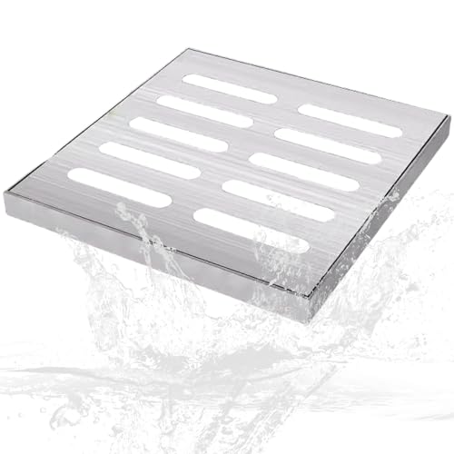 Rostabfluss, Duschablassabdeckung Edelstahl hohl quadratische Duschabdeckung rostfeste Küche, Bad, Außenbereich, 10 x 10 Zoll, Boden von Peosaard