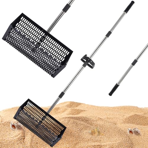 Sandflohharke für Strand, Sandfloh, kommerzielle Klasse mit hohem Langen ergonomischen Griff & Hai -Zähnen, für das Sammeln von Flöhen und Muscheln, Strandsifter von Peosaard