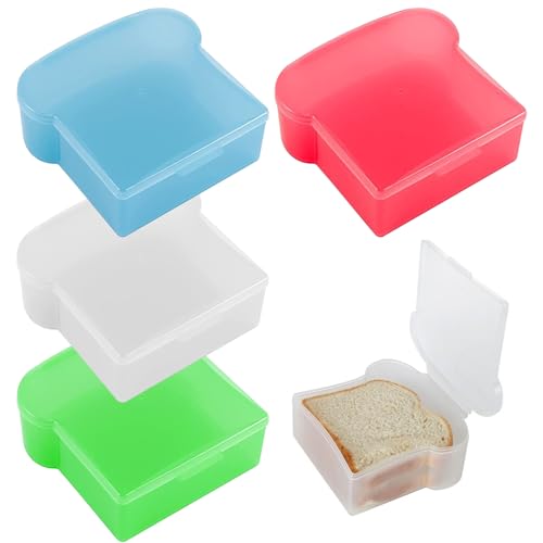 Sandwichbehälter, 4pcs Food Grade PP Toast Form Lunchbox mit Deckelmikrowelle Safe Sandwichbehälter, 4pcs Food Grade PP Toast Form Lunchbox mit Deckelmikrowelle Safe von Peosaard