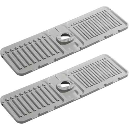 Sink Protectors, 2PCS-Wasserhahnmatte für Küchenspüle, 15 Faltbarer Silikonspritzschutz mit abgerissener Entwässerung, schnell trocknendem Wasserhahnschutz mit verstellbarem Loch für Küchenbad von Peosaard