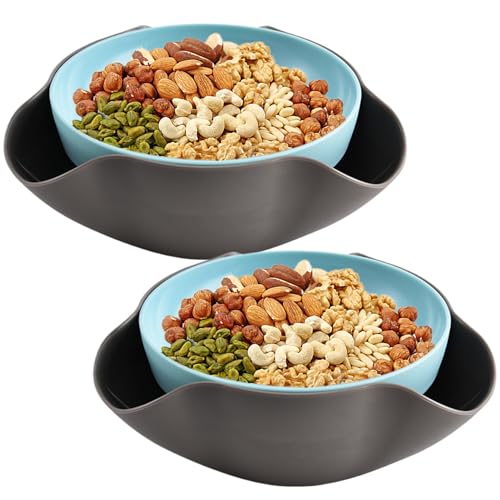 Snackschalen, 2pcs Pistazienschale Doppelgericht PP Snackschalen Zwei-Stufe Design Süßigkeitenschale mit Lebensmittelabfällen Snackschalen für Pistazien Edamame Kirschen Süßigkeiten, Teller mit Schüs von Peosaard