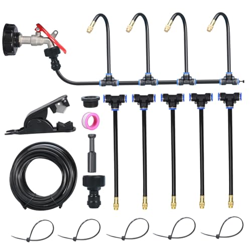 Tropfbewässerungs -Kit, Tropfbewässerungssystem, 360 ° einstellbares Gartenwässerungssystem mit 16 -Fuß -Schlauch und 5 Düsen, Kit für Gewächshaus, Hof, Rasen, Pflanzen, Garten von Peosaard