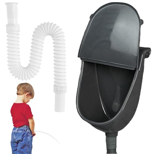 Wasserloses Urinal, Plastikurinale für Männer, wand montierte geruchlose wasserlose Urinal mit Abdeck- und Spülenfunktion für Haus, Wohnheim, Garten, Wohnmobil, Schwarz, für Männer von Peosaard