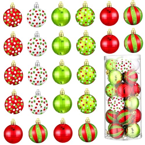 Weihnachtskugel Ornament 24pcs/Set Weihnachtsbällchen Bruchsichere Plastik -Ornamente Kugeln Dekorative Hängeschmuck für Urlaub, Party, Baum von Peosaard