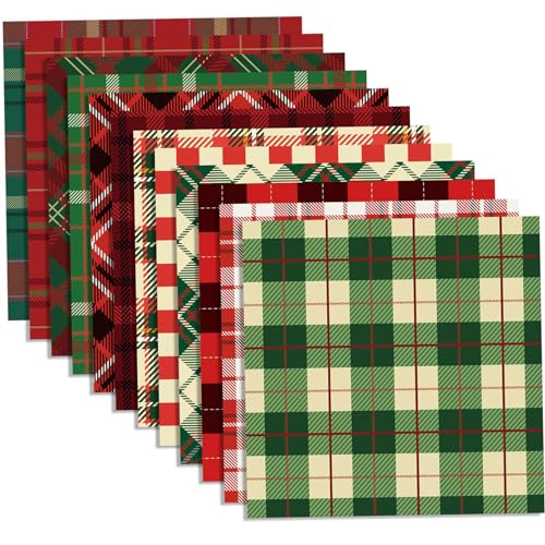 Weihnachtspapierpolster für Kartenherstellung, Weihnachtsmusterpapier 12 Designs 24 pcs doppelseitig Plaid 12x12 Pads DIY Decorative for Card Making Scrapbook, gemustert von Peosaard