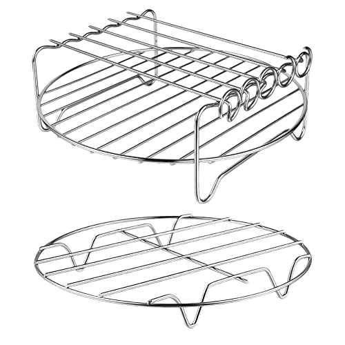 Peowuieu Luft Fritteuse ZubehöR Luft Fritteuse Rack Set, 2 Teilig, Mehrzweck Doppelschicht Rack mit Spieß für XL Power Luft Fritteuse von Peowuieu