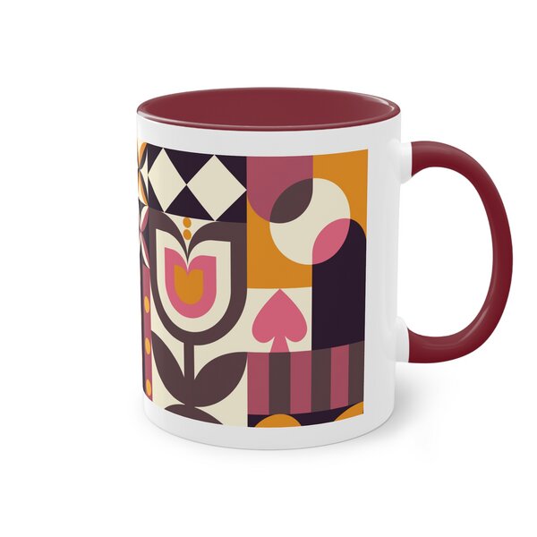 PepMelon Frühlings Liebe Bauhaus-Stil Zweifarbiger Kaffee- Teebecher, 330 ml von PepMelon