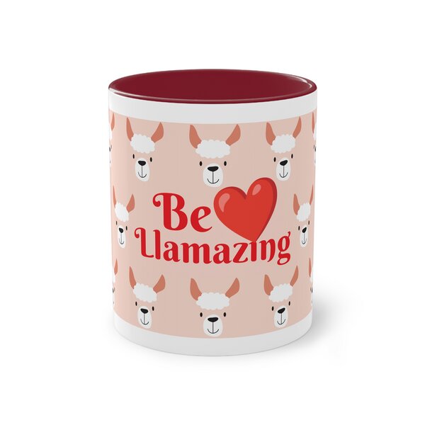 PepMelon Lama Tasse mit Farbe innen, Be Llamazing, lustige Lama Weihnachtstasse von PepMelon