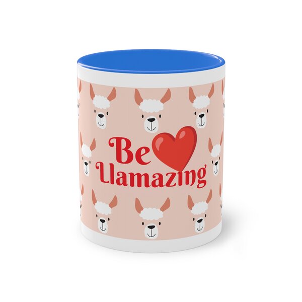 PepMelon Lama Tasse mit Farbe innen, Be Llamazing, lustige Lama Weihnachtstasse von PepMelon