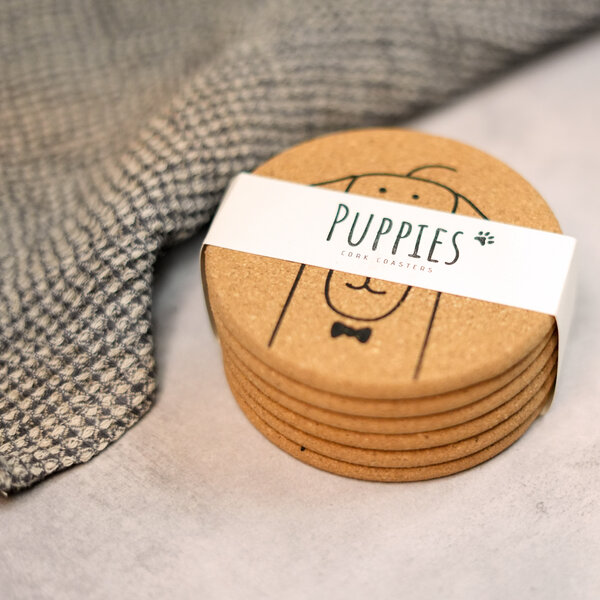 PepMelon Puppies Hunde Korkuntersetzer, Hundeliebhaber Geschenk Untersetzer Set von PepMelon