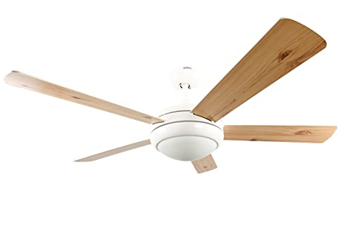 AireRyder - Ursa Deckenventilator mit Beleuchtung | Eleganter Ventilator mit Wendeflügeln in Weiß/Pinie, inklusive Fernbedienung, 132 cm Durchmesser (Farbe: Weiß & Weiß/Pinie) von AireRyder