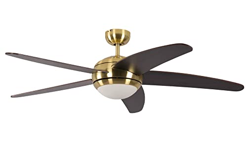 Deckenventilator mit Beleuchtung und Fernbedienung Melton, Gehäuse Messing, Flügelfarbe braun/ Wanaque, 132 cm Deckenventilator mit Beleuchtung und Fernbedienung Melton, Gehäuse Messing, Flügelfarbe braun/ Wanaque, 132 cm von Pepeo