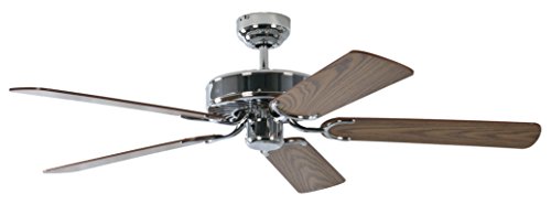 Deckenventilator ohne Beleuchtung Potkuri, Gehäuse Stahl, Wendeflügel Eiche oder Eiche mit Rattaneinlage , 132 cm, für Räume bis zu 25m² von Pepeo