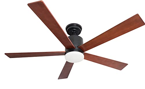 Pepeo Deckenventilator mit Deckenleuchte - geräuschlos - Tibu Design Deckenventilator mit Fernbedienung und dimmbarer LED Beleuchtung. Ventilator Durchmesser große 132 cm Holzflügel - DC Motor von Pepeo
